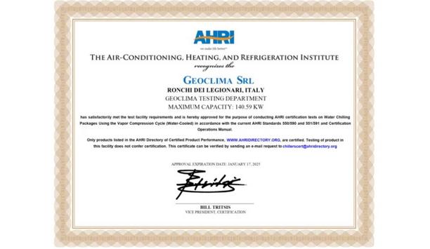 Refrigeration Excellence: Geoclima Achieves Another AHRI Certification