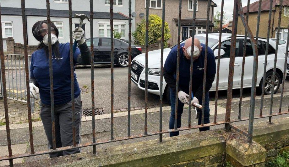 Volunteers From TG Lynes Revive Historic Railings At Enfield School